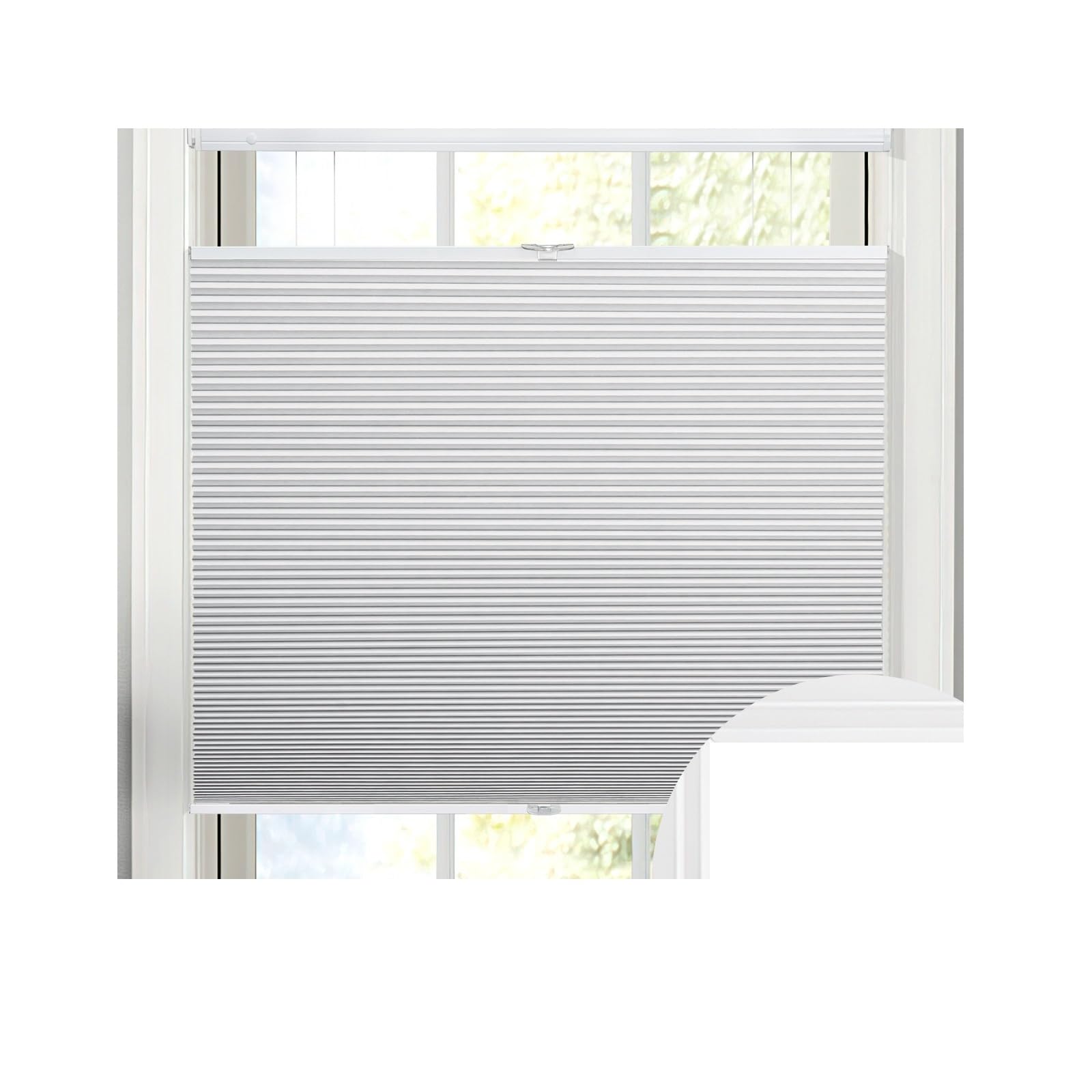 roller blackout blind Blackout Roller Blinds Shades No Drill No Tools Pleated Cordless Window Fit Bathroom Kitchen Bedroom Window(White,60x120cm)