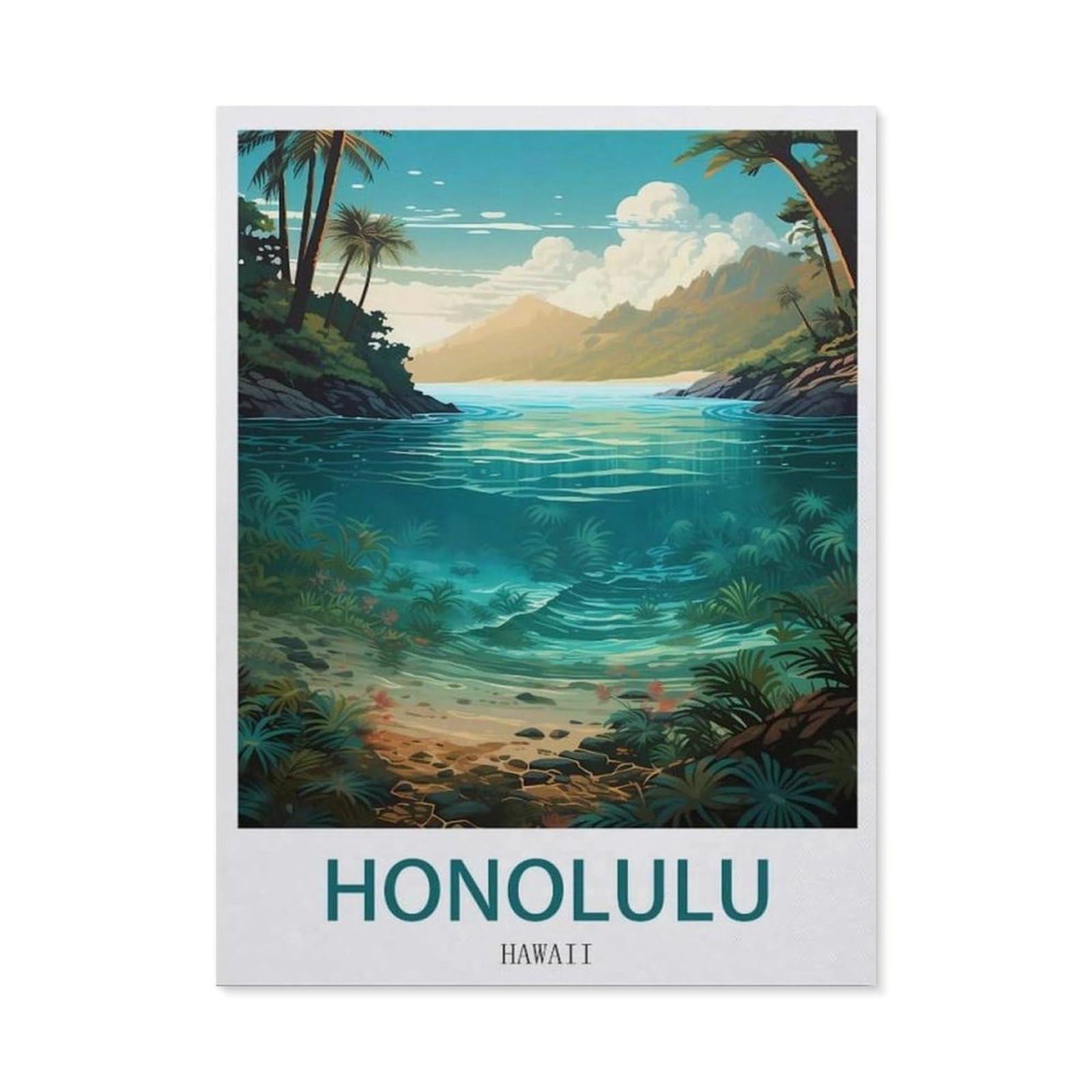 Funny Metal Tin Sign Wall Decor，Honolulu Hawaii(30x40cm）
