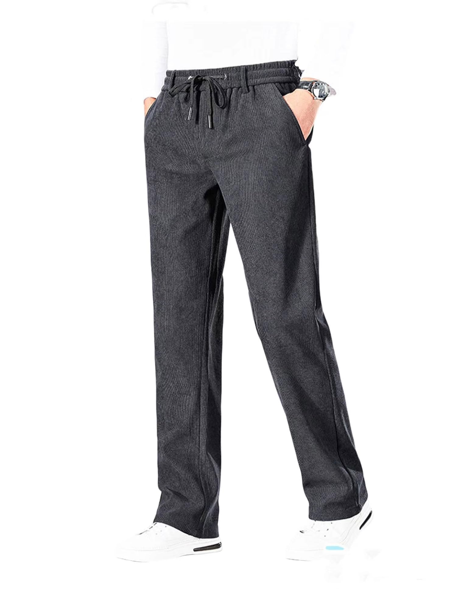 Pantalones De Chándal Térmicos De Polar For Hombre, Pantalones De Chándal De Invierno, Bolsillos, Pantalones Casuales Cálidos For Correr con Cordón Y Puños Elásticos For Deportes