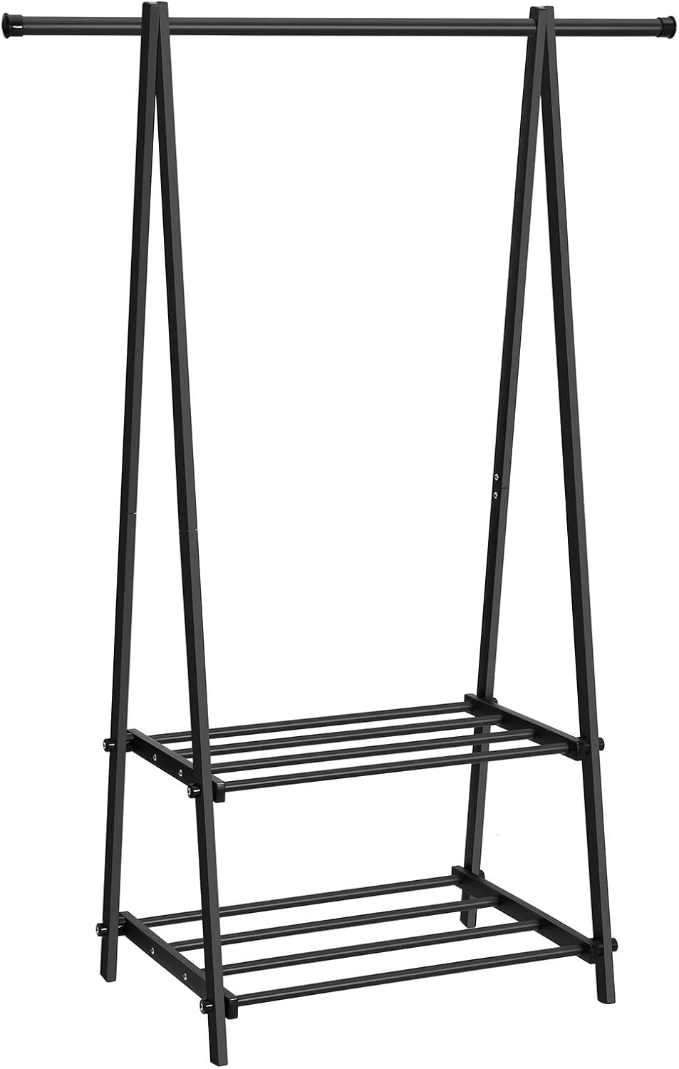 SONGMICS Clothing Garment Rack with 2-Tire Shelf for Shoes Clothes Storage Black