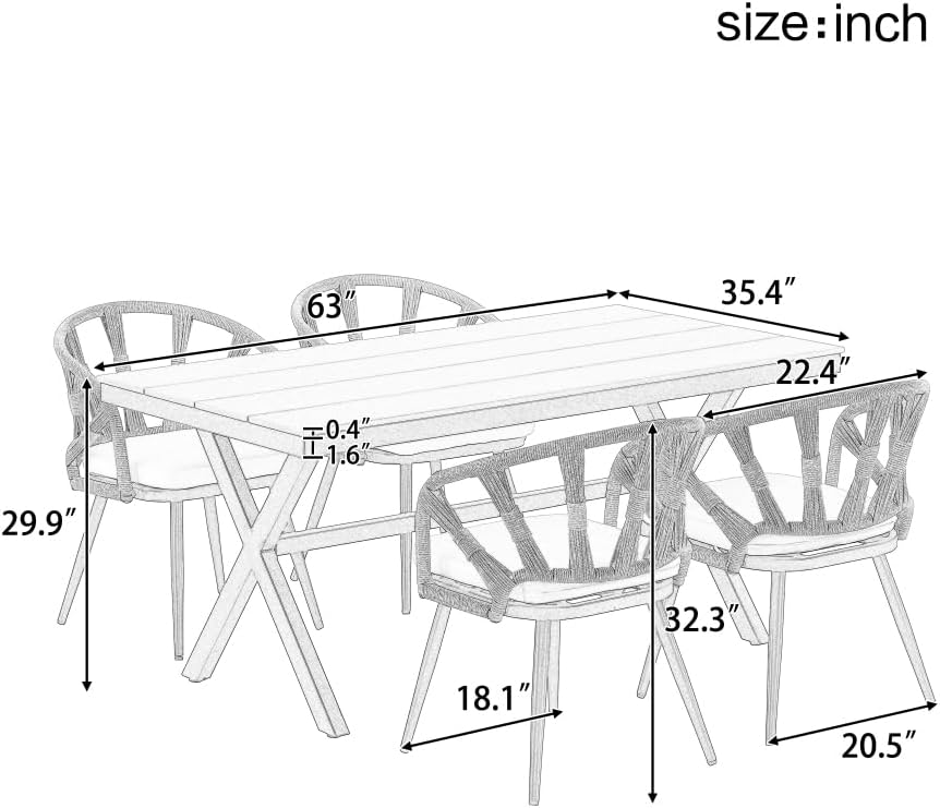 Contemporary Outdoor Set with PE Rattan Chairs and Plastic Wood Table,Suitable for Gardens and Lawns (Brown + HDPE + American Design + American Traditional)