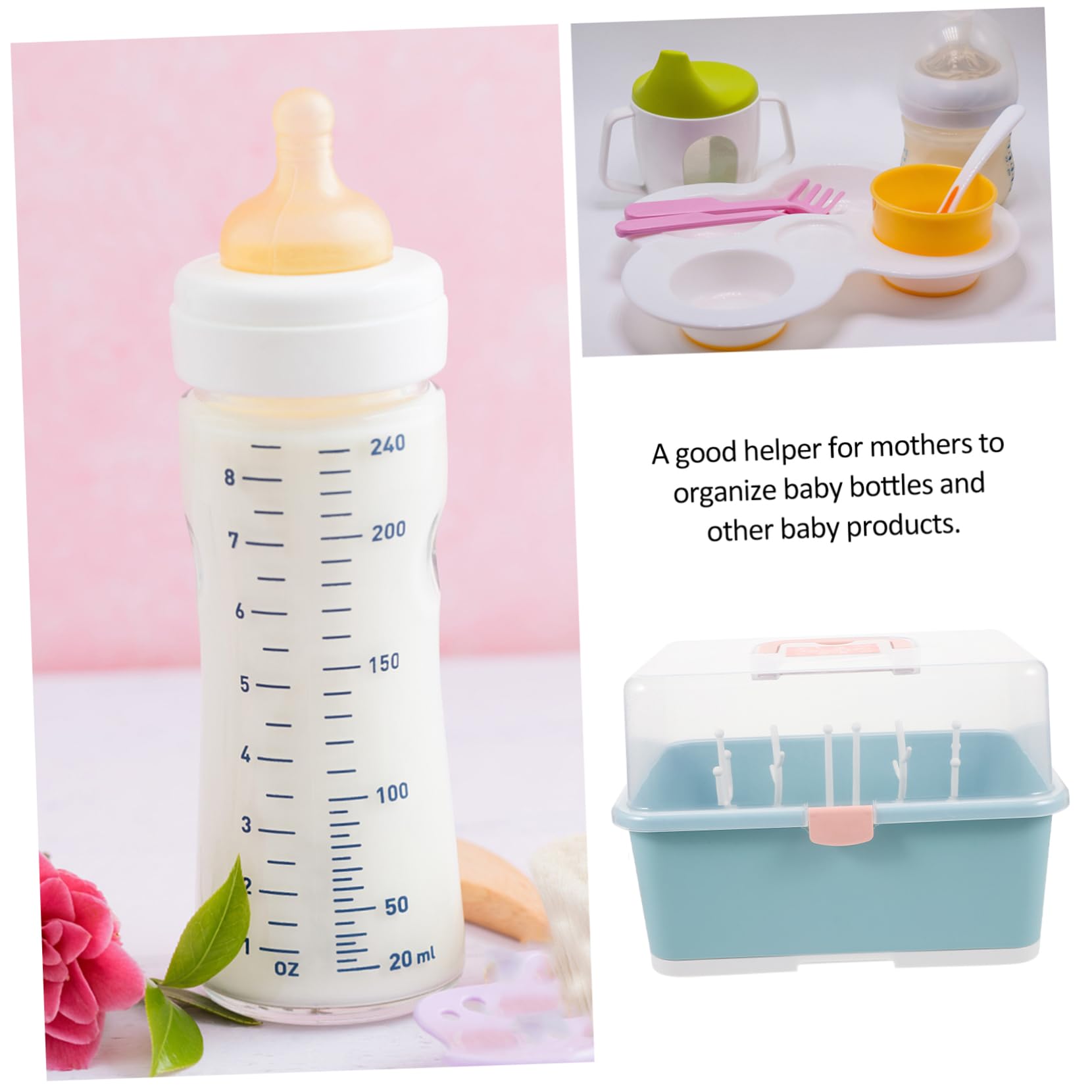 HEMOTON Boîte de Séchage pour Biberons et Étui de Rangement pour Tétines Accessoires Allaitement Organisation de Biberons
