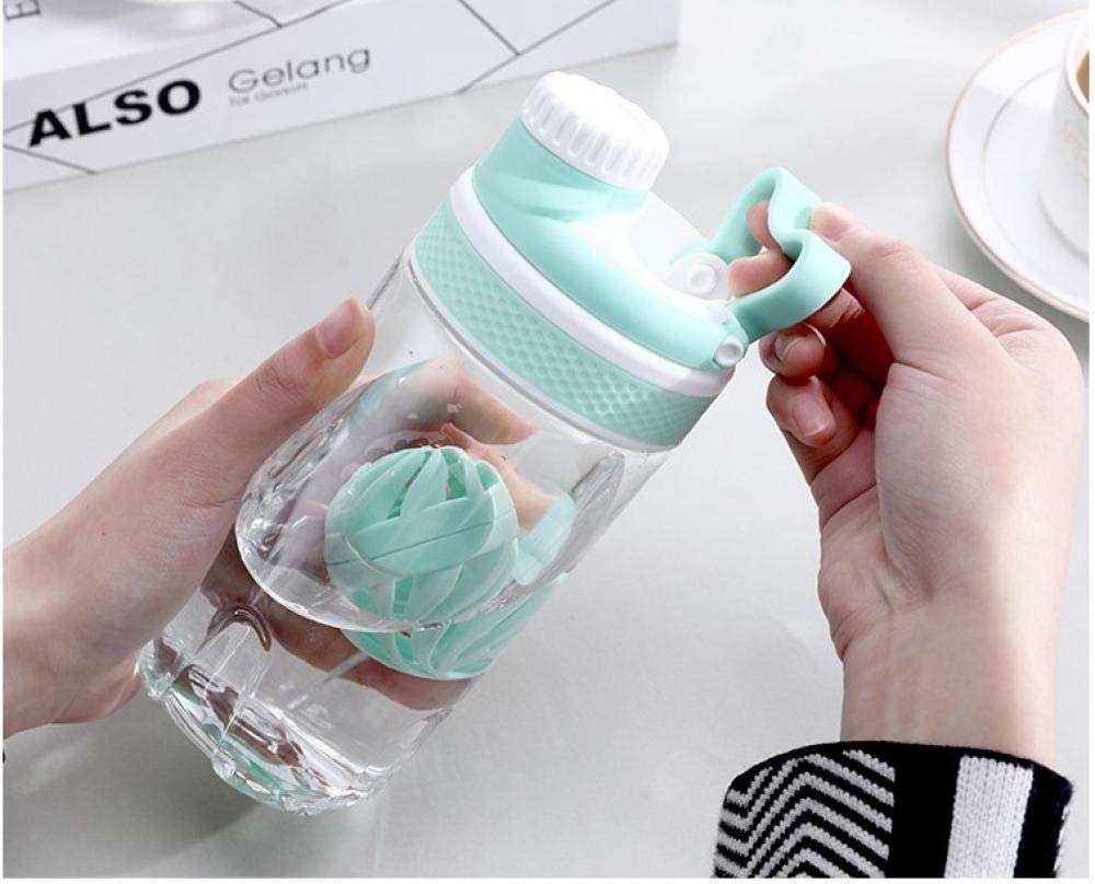Botella de agua de 700 ml con escala y bola agitadora ayuda a beber proteínas para niños y adultos, ideal para gimnasio, deportes al aire libre, azul/rosa, color: azul (color: azul)