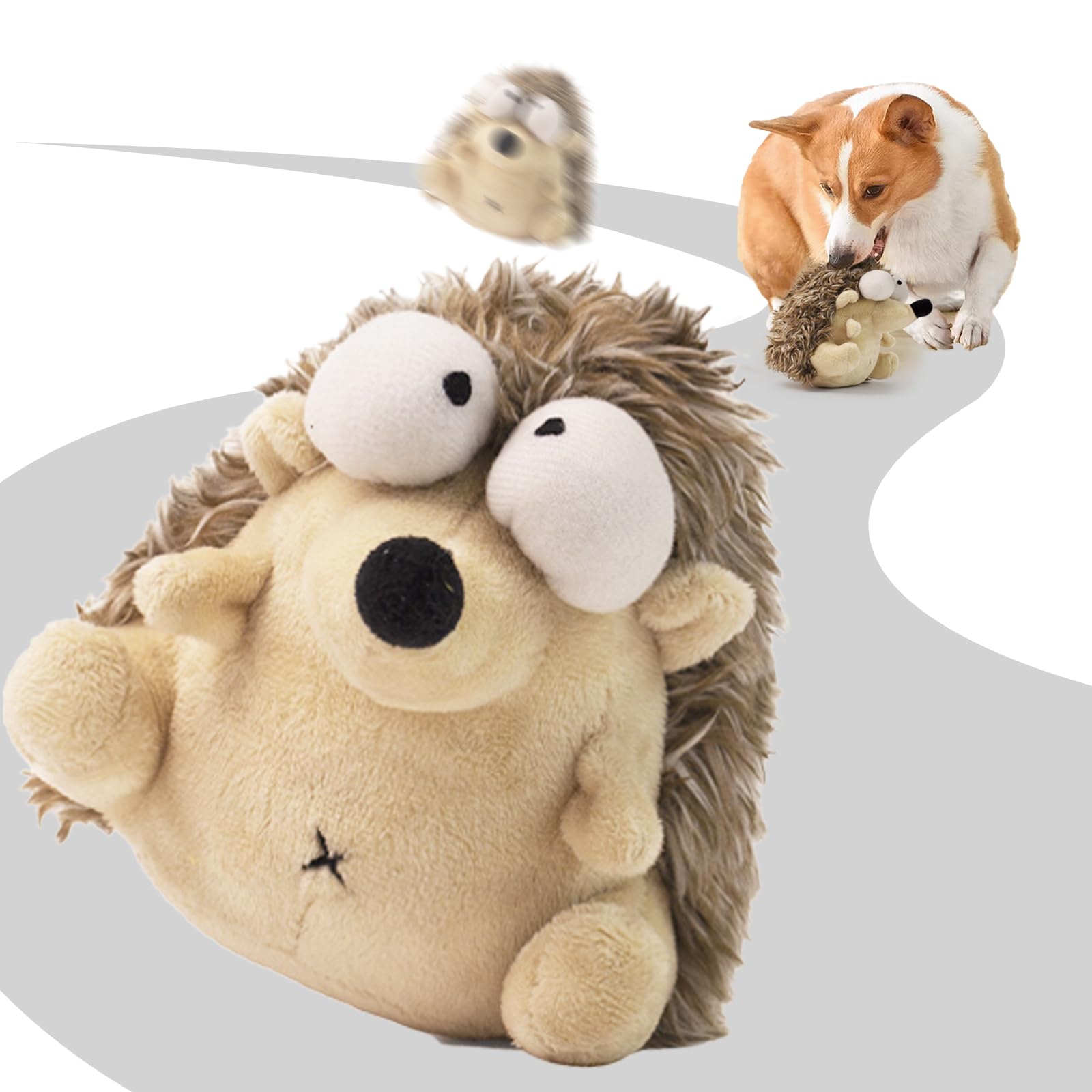 Jouet interactif pour chien, jouet couineur en peluche pour les garder occupés, jeu autonome avec balle vibrante et rebondissante rechargeable pour chiens de petite/moyenne taille - Hérisson