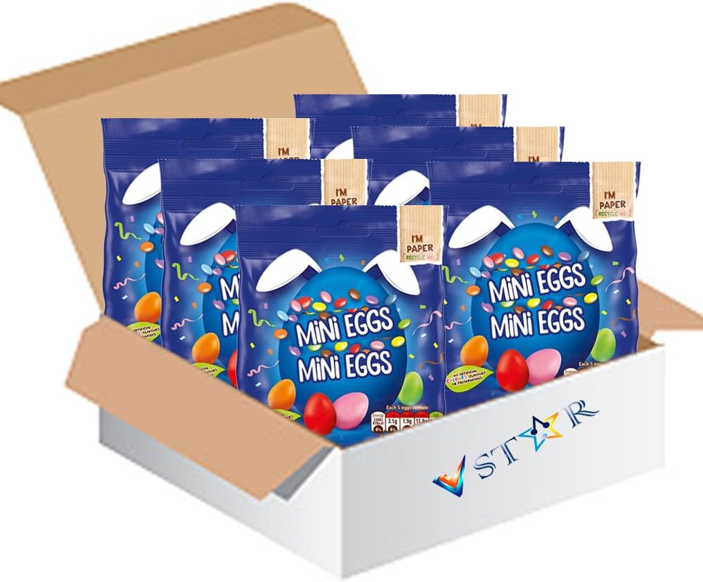 Easter Mini Eggs Variety Bags – Assorted Flavoured Chocolate Eggs with Smooth Melting Centre Bite Size Easter Treats (8 x Bags, Milk Chocolate Easter Mini Eggs Sharing Bag 80g - Smts)