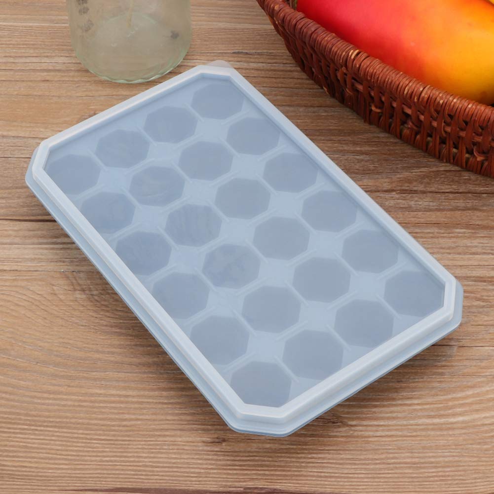 24 Grids Ice Trays, DIY Silicone Ice Cube Tray with Lid Chocolate Mould for Kitchen Mold Accessories (Blue)