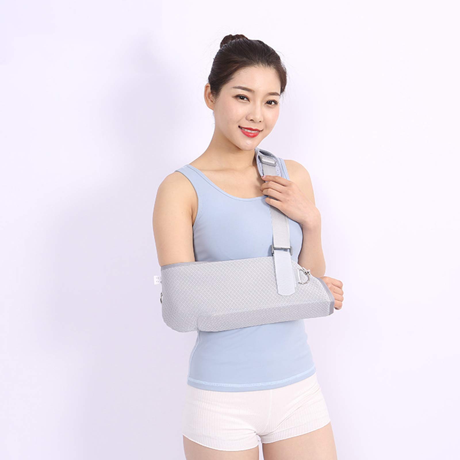 Cabestrillo para brazo con diseño ergonómico, correa dividida y pretina con soporte de placa de ABS para codo de brazo fracturado roto, correa de hombro ajustable, universal para brazos izqu