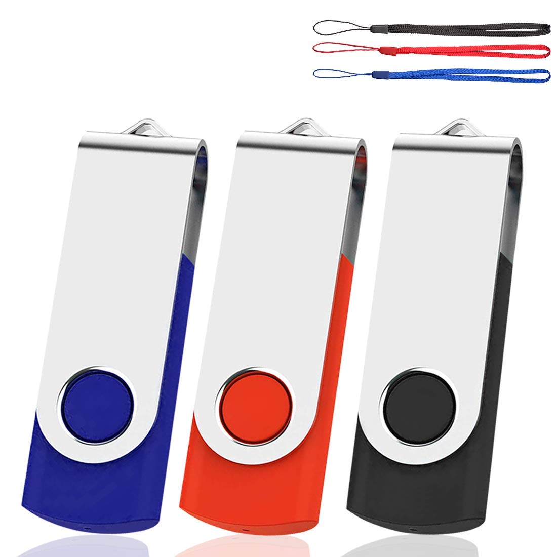 Sponsored Ad – USB Memory Stick 64GB 3 Pack USB2.0 Thumb Pen Drive Swivel Design Fold Storage (Black/Blue/Red With Lanyard)
