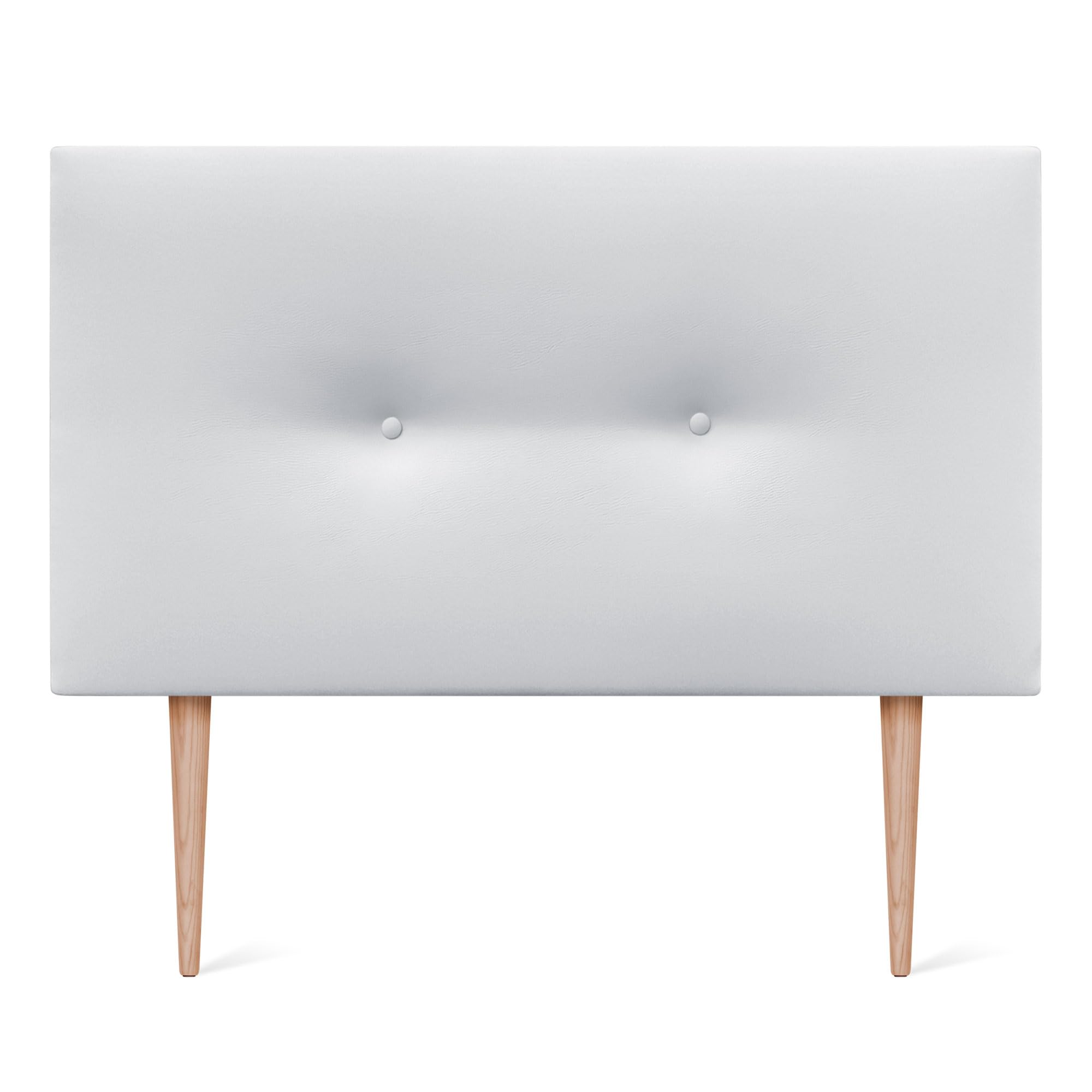 DHOME Cabecero de Polipiel o Tela Acualine Liso con Botones con Patas Tapizado de Alta Gama Cabezal Lujo Cama Dormitorio (Polipiel Blanco, 105x105cm (Camas 80/90/105))