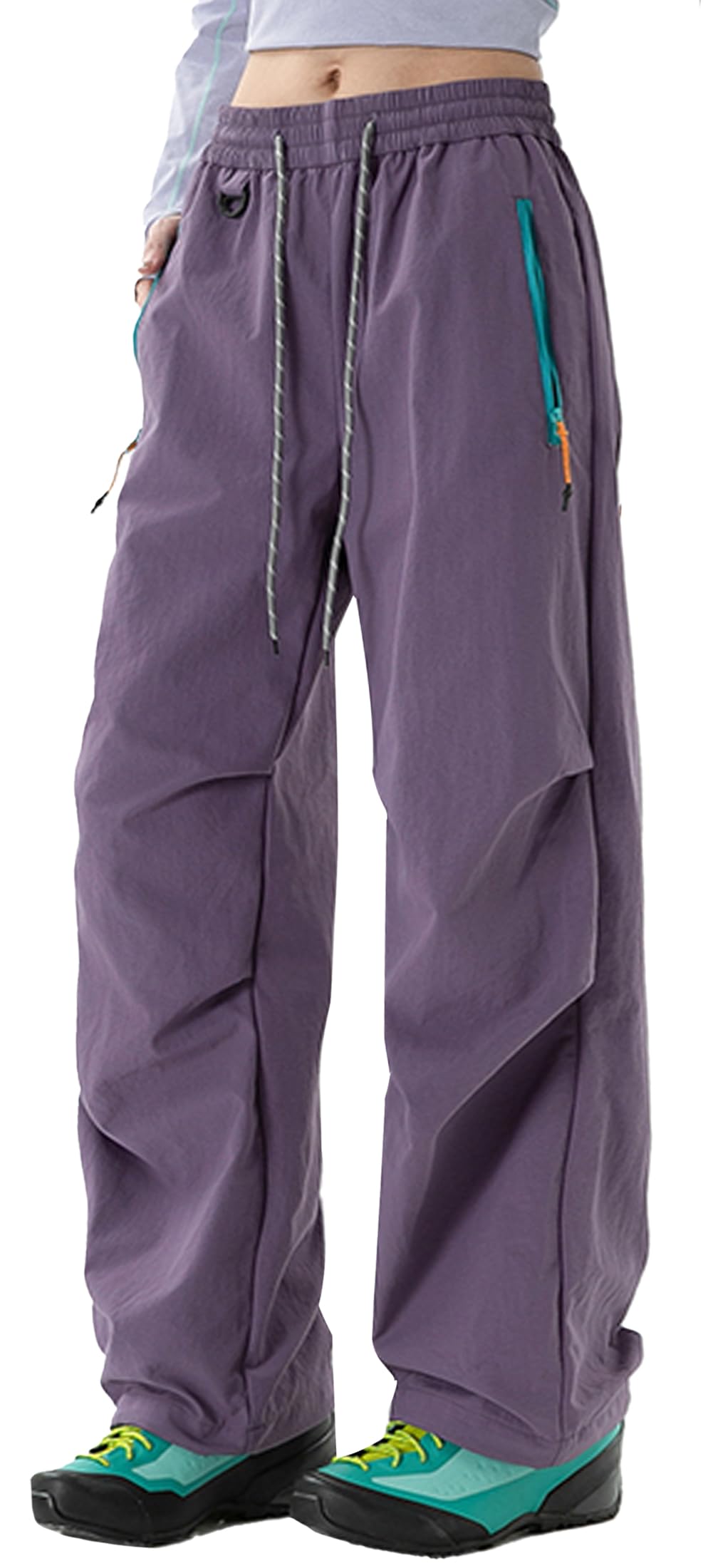 FEOYA Pantaloni da trekking leggeri da donna, impermeabili, da passeggio, casual, per attività all'aperto, safari, lavoro, viaggi, con tasche con cerniera