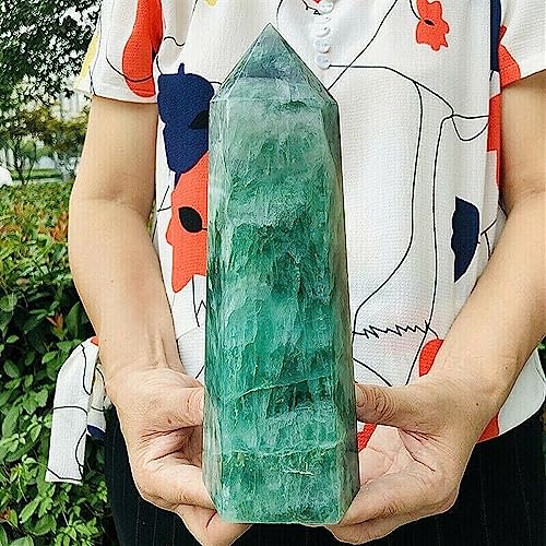 Obélisque en fluorite verte de 600g-650g pour décoration de maison