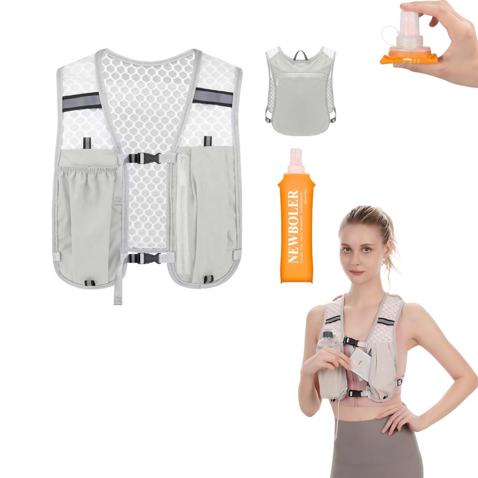 Hydration Vest Trail Running Vest Lightweight Running Vest 500ml Soft Flask
