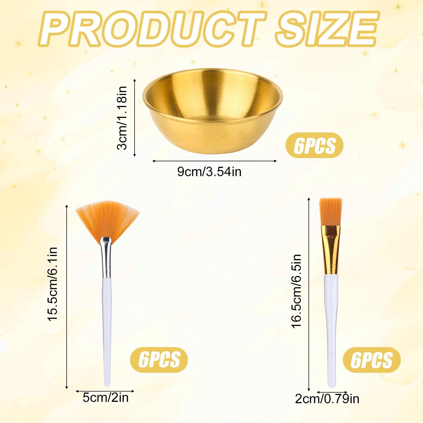 18pcs Esthetician Facial Supplies Set, Including 6 Gold Stainless Steel Bowls - Image 2