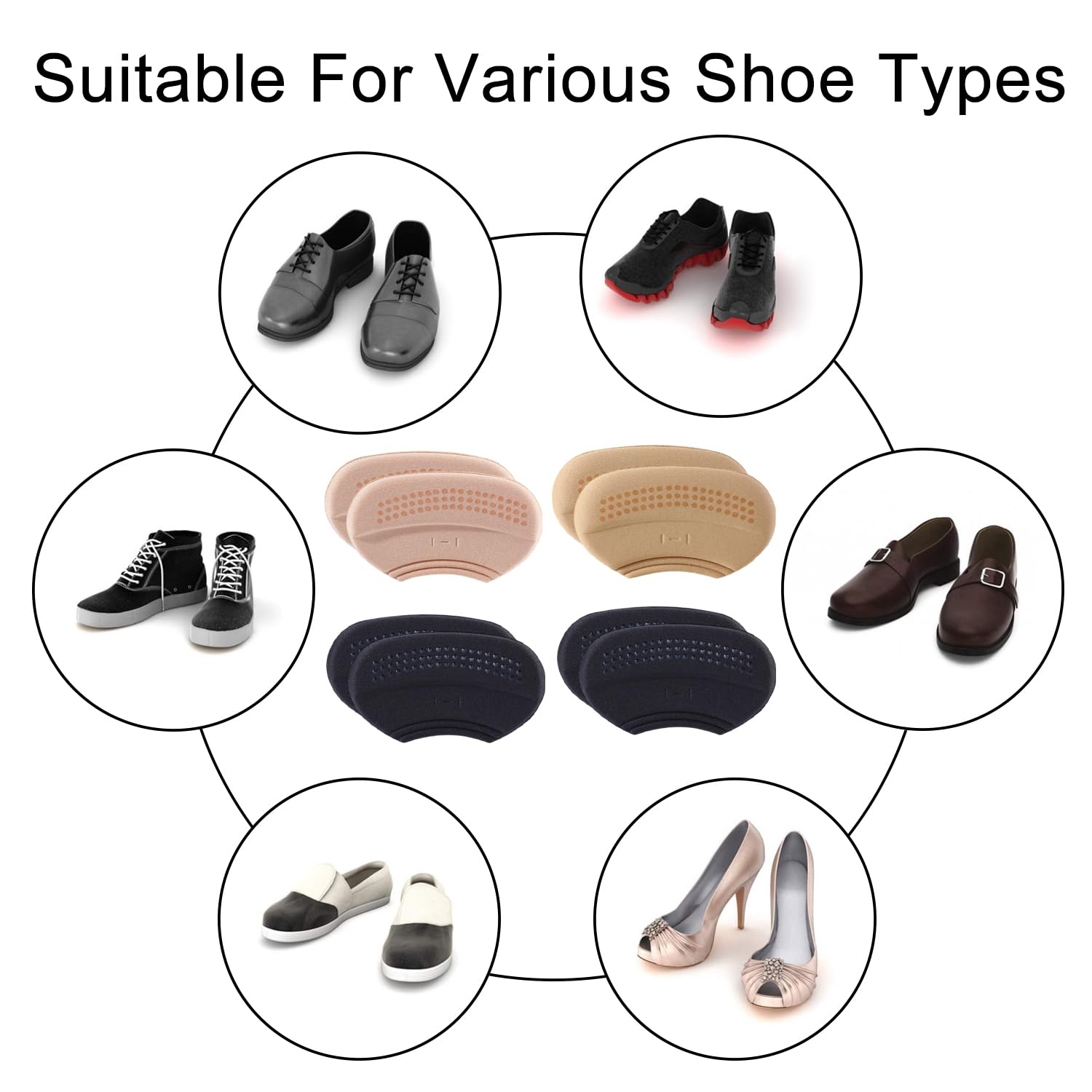 4 Paia Tallone Cuscino, Autoadesivi per Scarpe, Imbottitura per Scarpe Troppo Grandi, Battitacco Contro Bolle e Attrito, Migliorare la Vestibilità