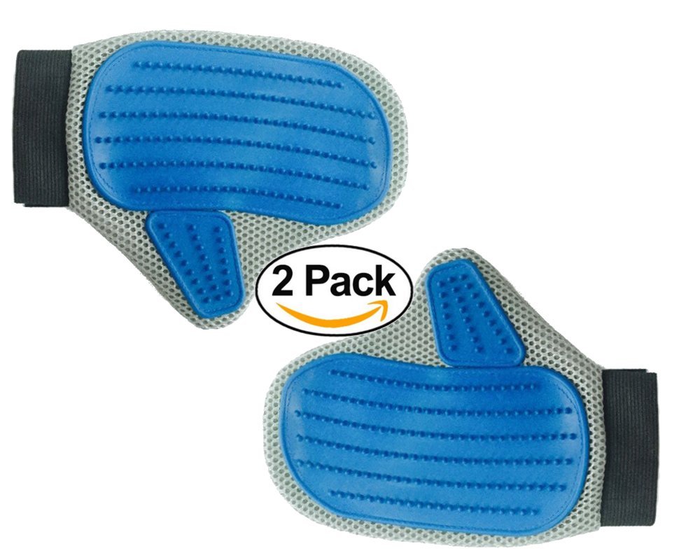 Dog & Cat Grooming Brush Glove ( 2 PACK ) - Removes Long and Short Hair With A Massage