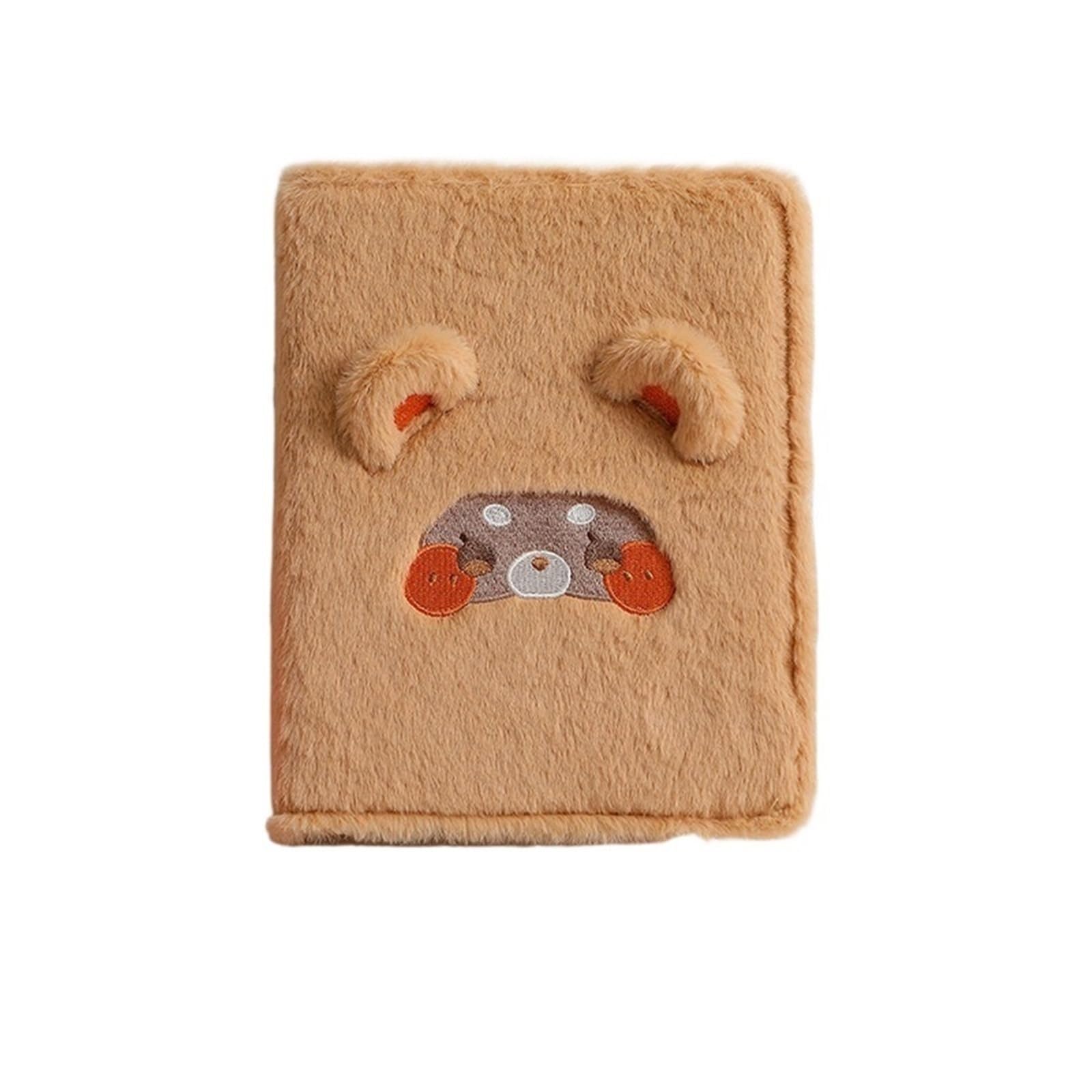 Soft Plush A5 Binder Photo Album Photocard Holder Idol Photocards Collect Book School Stationery Picture Albums For Photo(Brown Shell)