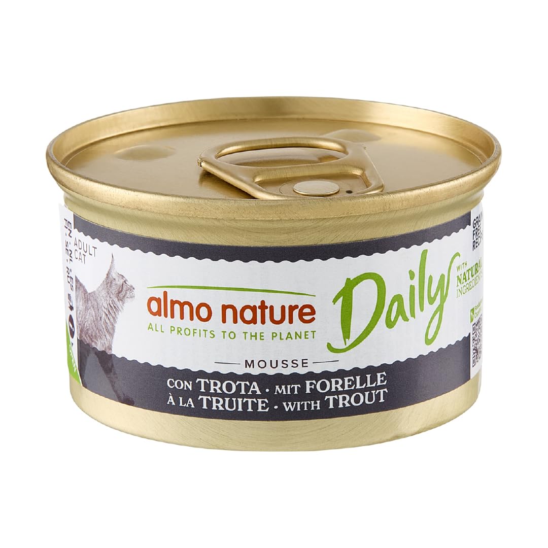 Almo Nature Daily - Wet Cat Food for Adult Cats - Mousse - Trout - 85 g, Pack of 24