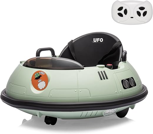 Ride On Bumper Car, 12V Kids Bumper Car with Remote Control, Electric Ride On Toys for Toddlers, 360° Spin Wheels, LED Lig...