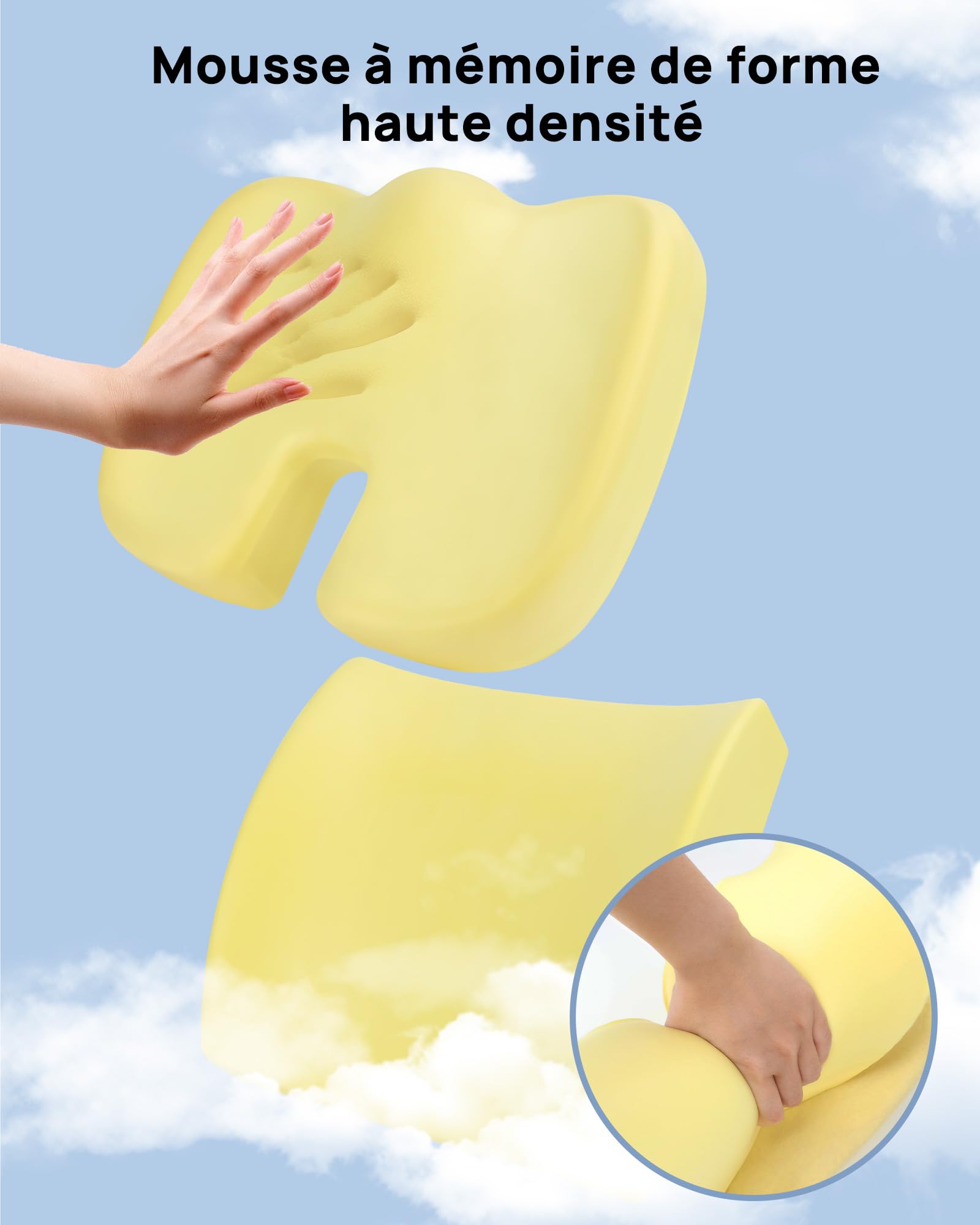 Feagar Cuscino Sedia Ufficio Supporto Lombare - Ergonomico in Memory Foam Set Ortopedico Traspirante per Ufficio, Auto, Sedia da Gaming e Sedia a Rotelle – Comfort Duraturo e Sollievo Alla Schiena