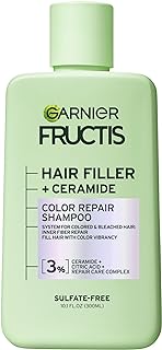 Garnier Fructis Hair Filler Color Repair Shampoo with Ceramide, Smoothing & Sulfate Free Shampoo for Colored, Bleached Hair, 10.1 Fl Oz, 1 Count