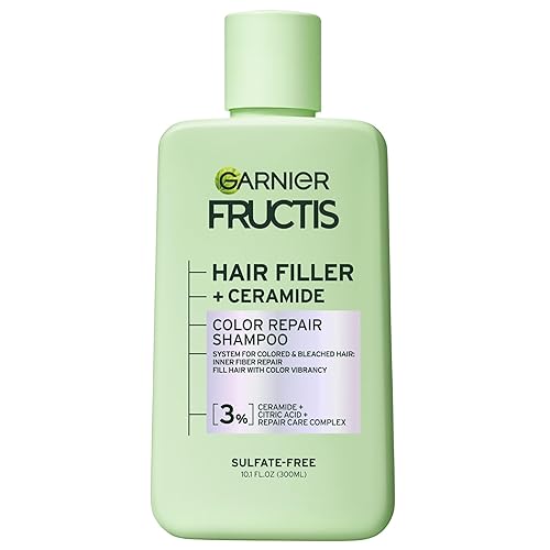Garnier Fructis Hair Filler Champú reparador de color con ceramida, 10.1 onzas líquidas, 1 unidad