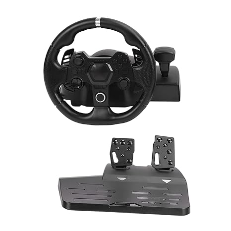 Zyyini 7 in 1 Vibration Racing Steering Wheel, USB Gaming Racing Wheel, with Pedal, 270 degree Rotation, Plug and Play, for PS4, Switch, PC