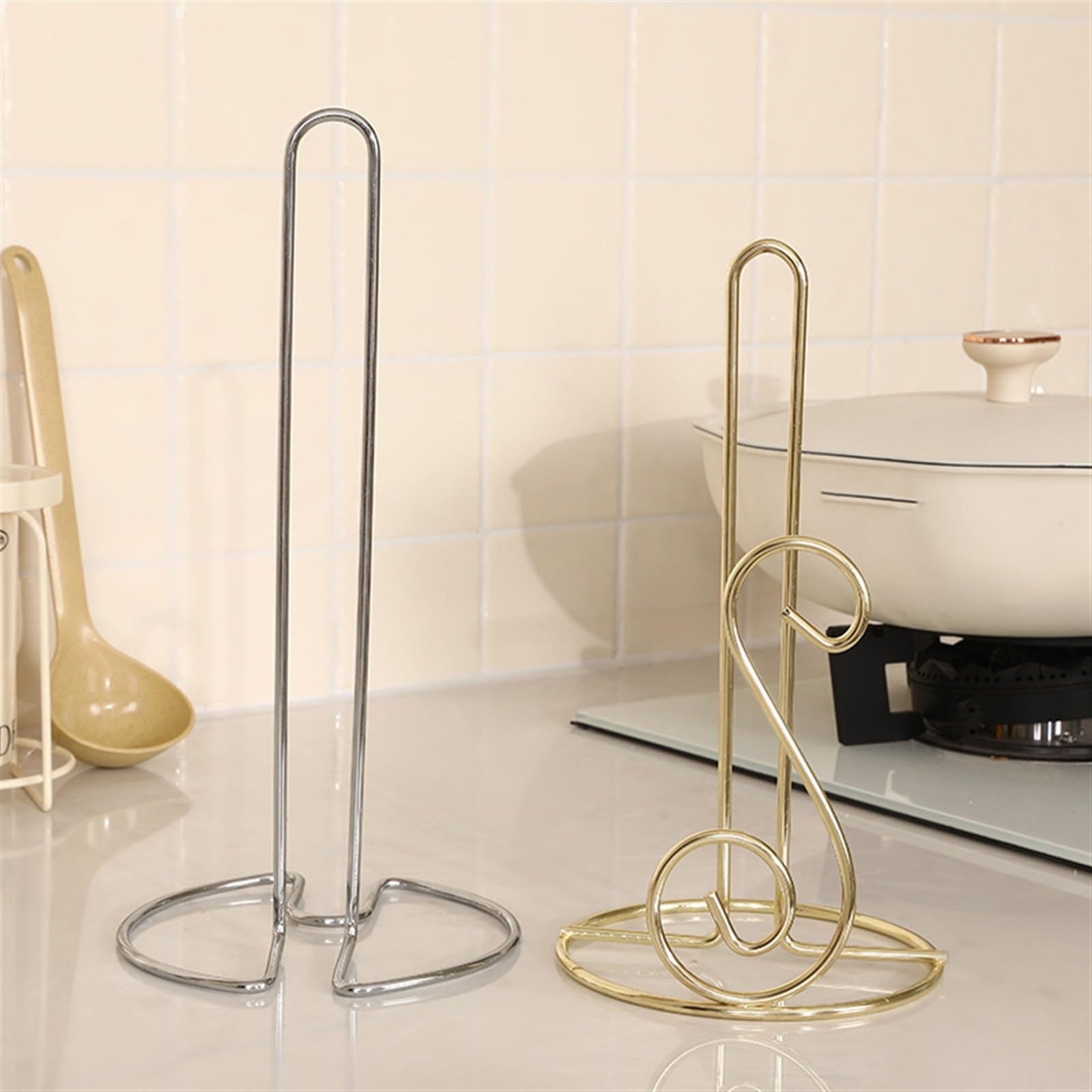 Portarrollos de Cocina Soporte vertical for papel de cocina en forma de U, soporte for papel de grasa de cocina for el hogar, arte simple de metal y hierro, almacenamiento de envoltura de plástico Sop