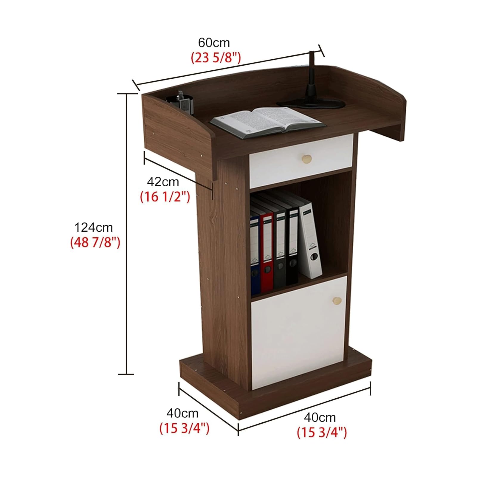 Moderno leggio in legno da 122 cm, pulpito da chiesa, altezza regolabile, design elegante, ideale per eventi, scuole e presentazioni, polipito versatile per tutti gli ambienti
