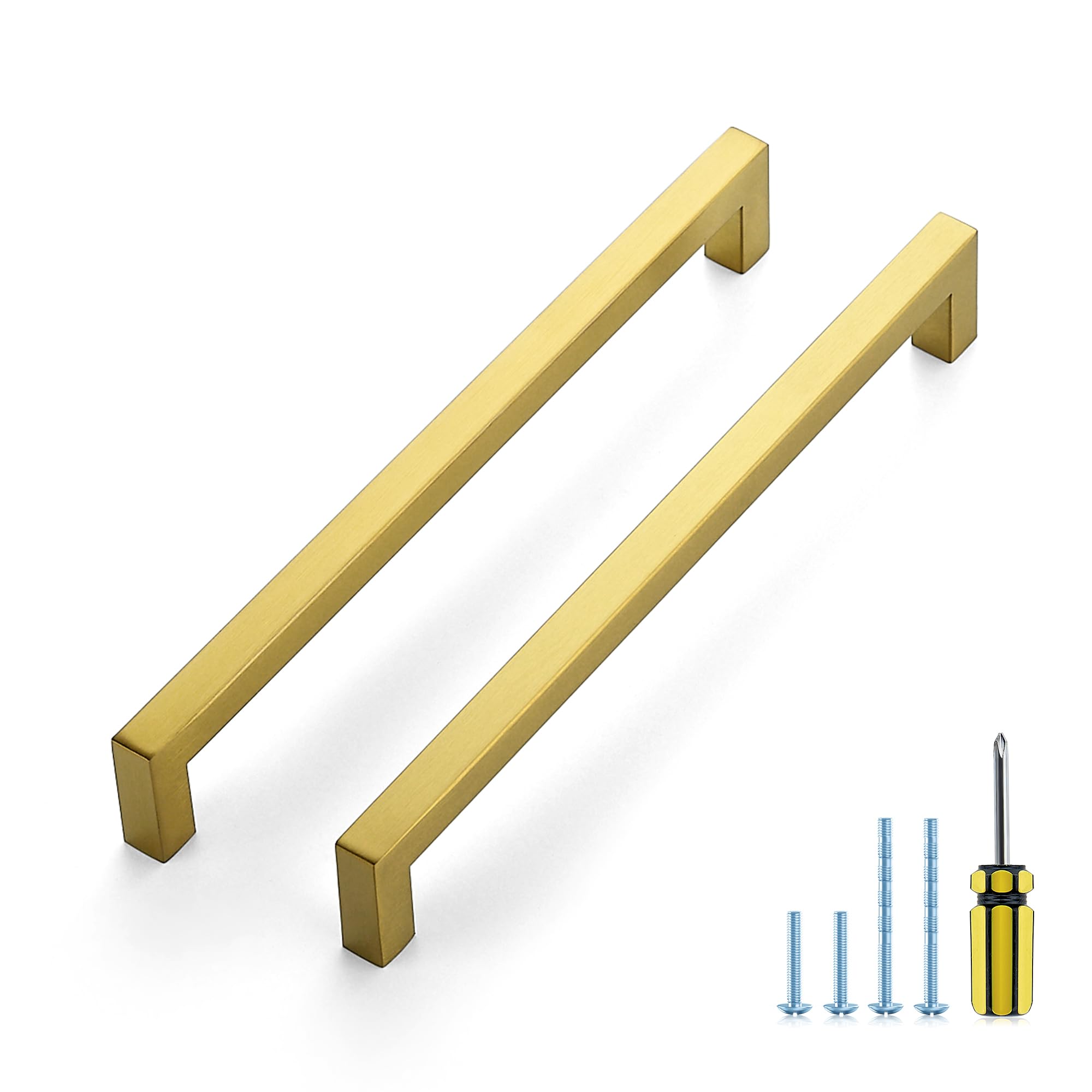 Ravinte Gold Square Pulls Cabinet Handles,8-4/5 Inch,10 Pack