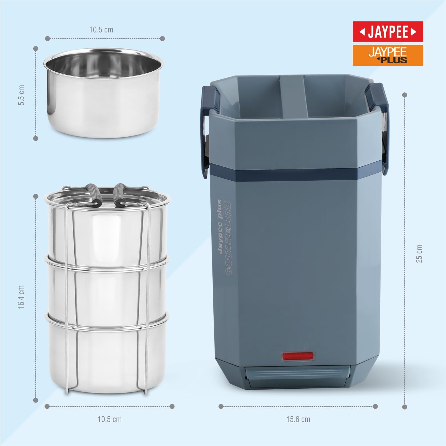 Jaypee Plus Squareline Electric Lunch Box - Keep Food Warm! -4