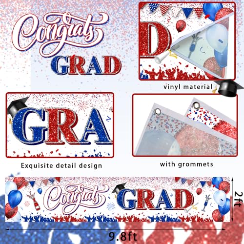 2025 Graduation Decorations-Congrats Grad Purple Yard Sign Banner Decoration for Class of 2025 Graduation Party Supplies(Red and Blue)