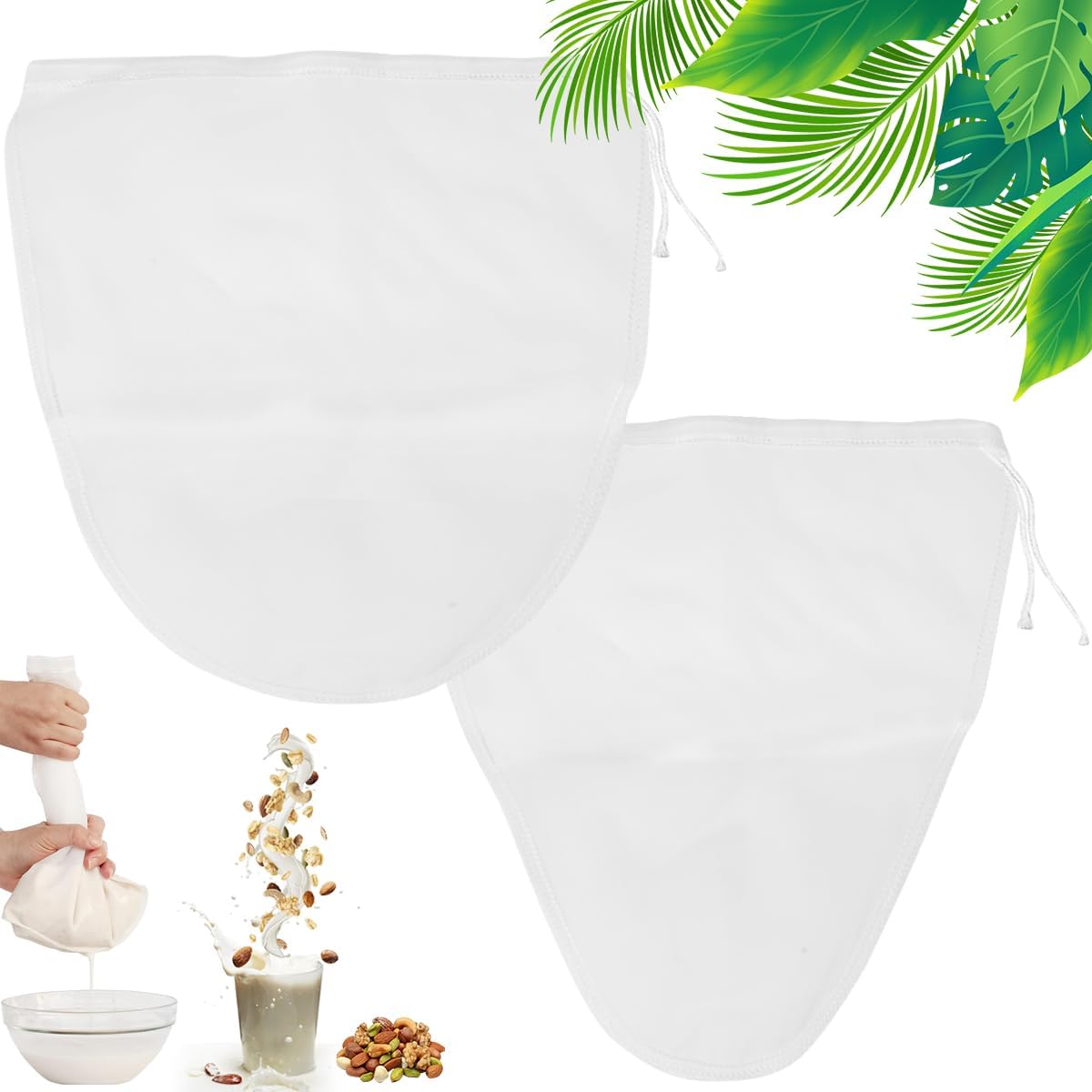 2 Pièces Sac a Lait Vegetal,30 X 30 cm Etamine Alimentaire en Nylon,Sac