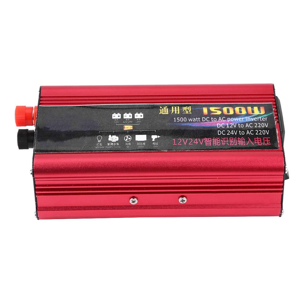 Przetwornica samochodowa, metal + tworzywo sztuczne 1500W przetwornica samochodowa ładowarka USB Adapter konwertera zmodyfikowana fala sinusoidalna DC 12 V/24 V na AC 220