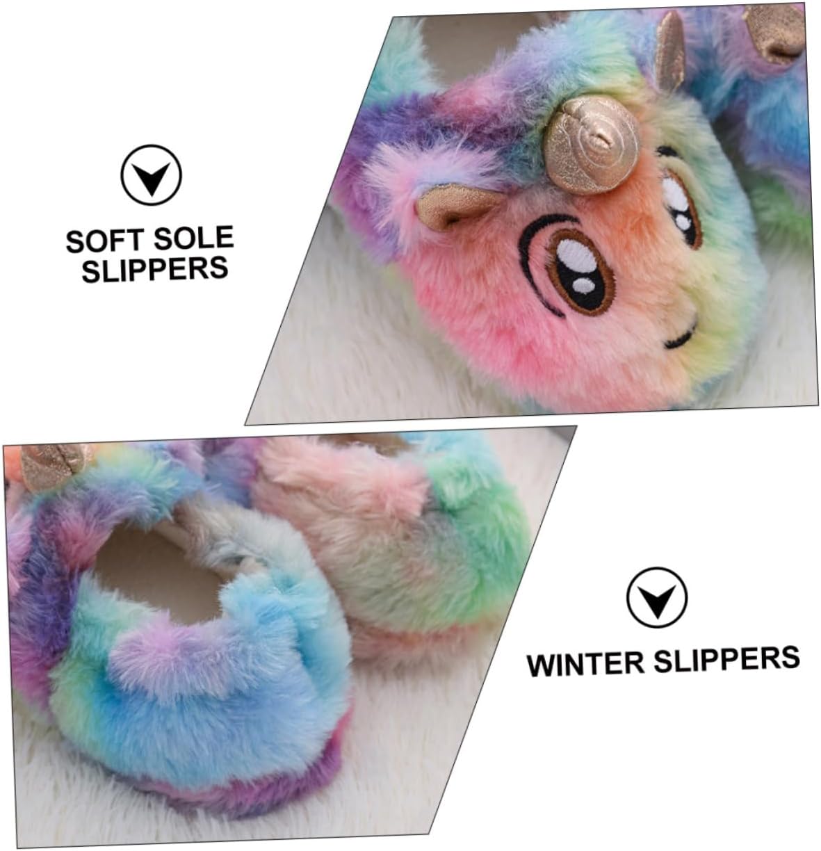 Boy Girl Unicorn Slippers Boy Girl's Cartoon Fluffy Cotton Slippers Indoor Non-slip Sandals