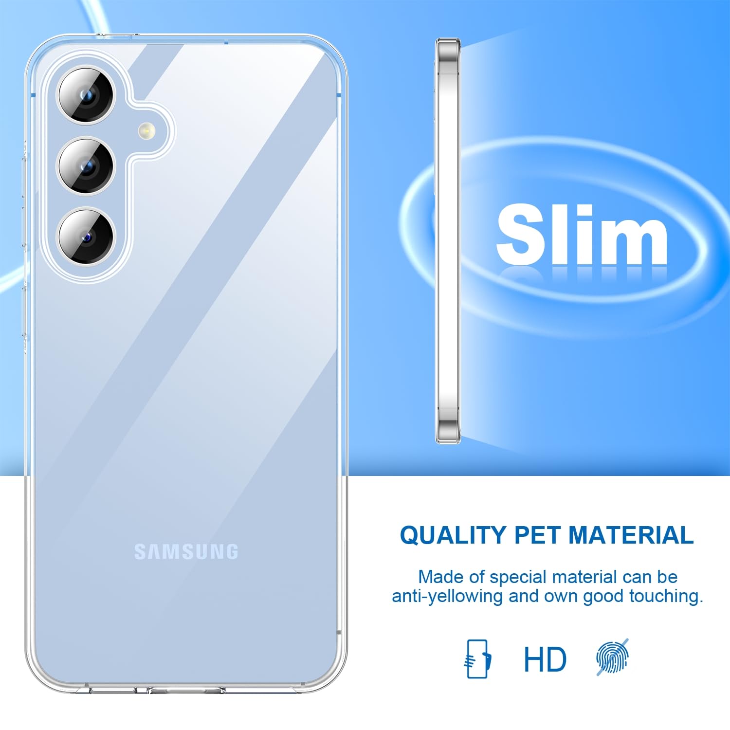 Unov Custodia Trasparente Per Samsung Galaxy S24 FE (6,7") Con Motivo In Rilievo - Design Morbido TPU, Antiurto, Sottile, Profumo Di Agrumi