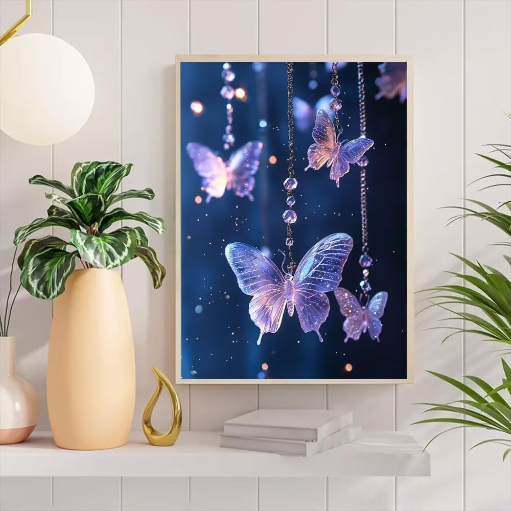 Diamentowe zestawy artystyczne, pełne wiercenie dla dorosłych, fioletowy motyl zestaw do malowania diamentowego dla dzieci, DIY, pełne wiercenie, kryształ, haft, rękodzieło, prezenty, poprawa