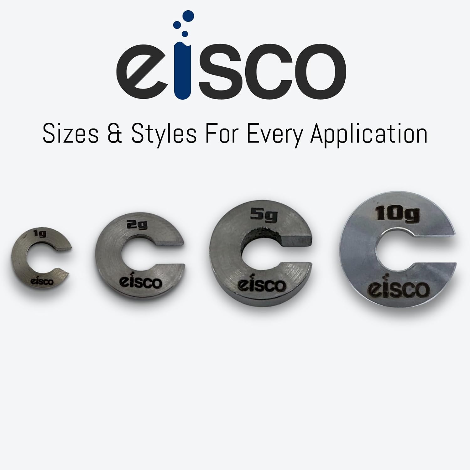Eisco Labs - Spare 5g Slotted Mass - Stainless Steel, Precision Weight with 5/8" Outer Diameter, Slotted Design for Lab & Physics Experiments, Pack of 10