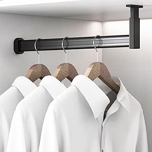 Amazon.com: Top Mounting Closet Rod, L Shape Wardrobe Rod with ...