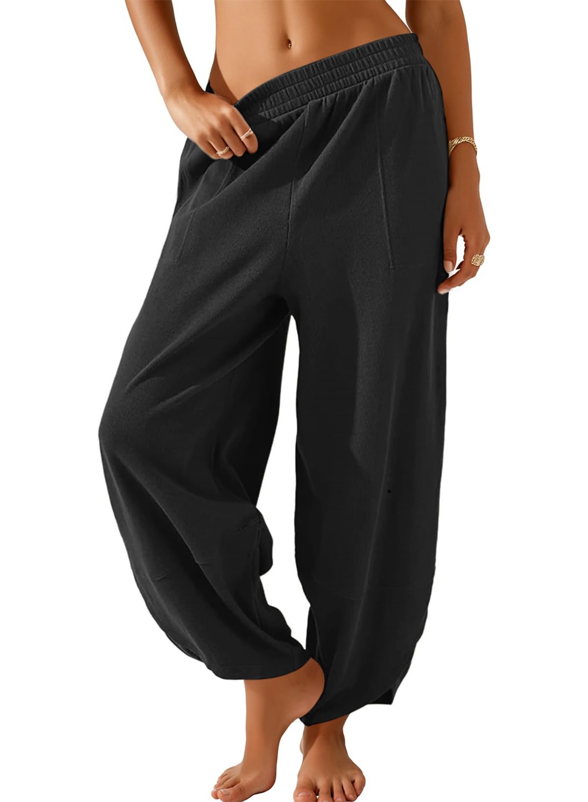 Dokotoo Womens Wide Leg High Waisted Stretch Quick Dry Lightweight Womens Pants with Pockets Loose Casual Lounge Pants