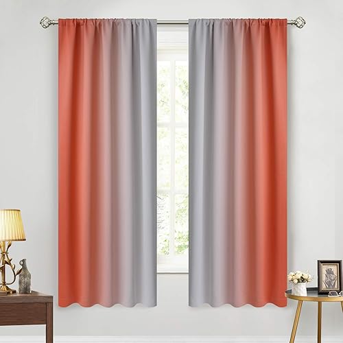 Miniatura 8 de Yakamok Cortinas degradadas de oscurecimiento de habitación de 90 pulgadas de largo para dormitorio, bloqueo de luz, aislamiento térmico, cortinas