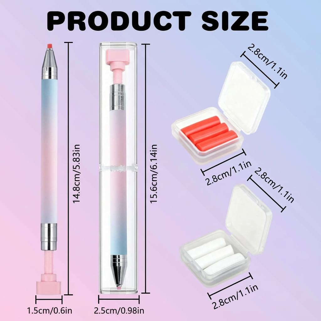 3Pcs 2026 New Refillable Wax Pen for Diamond Painting Set, Automatic Refillable Art Pens with 2 Refill Pads Nail Art DIY & Diamond Painting image 2