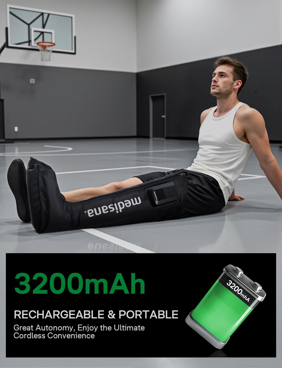 Medisana Leg Compression Massager, Cordless Rechargeable Air Pressure Boot with Multi-Customize Modes, Intensities & Timer, Leg Compression for Circulation, Pain Relief, Recovery, Christmas Gifts - Image 2