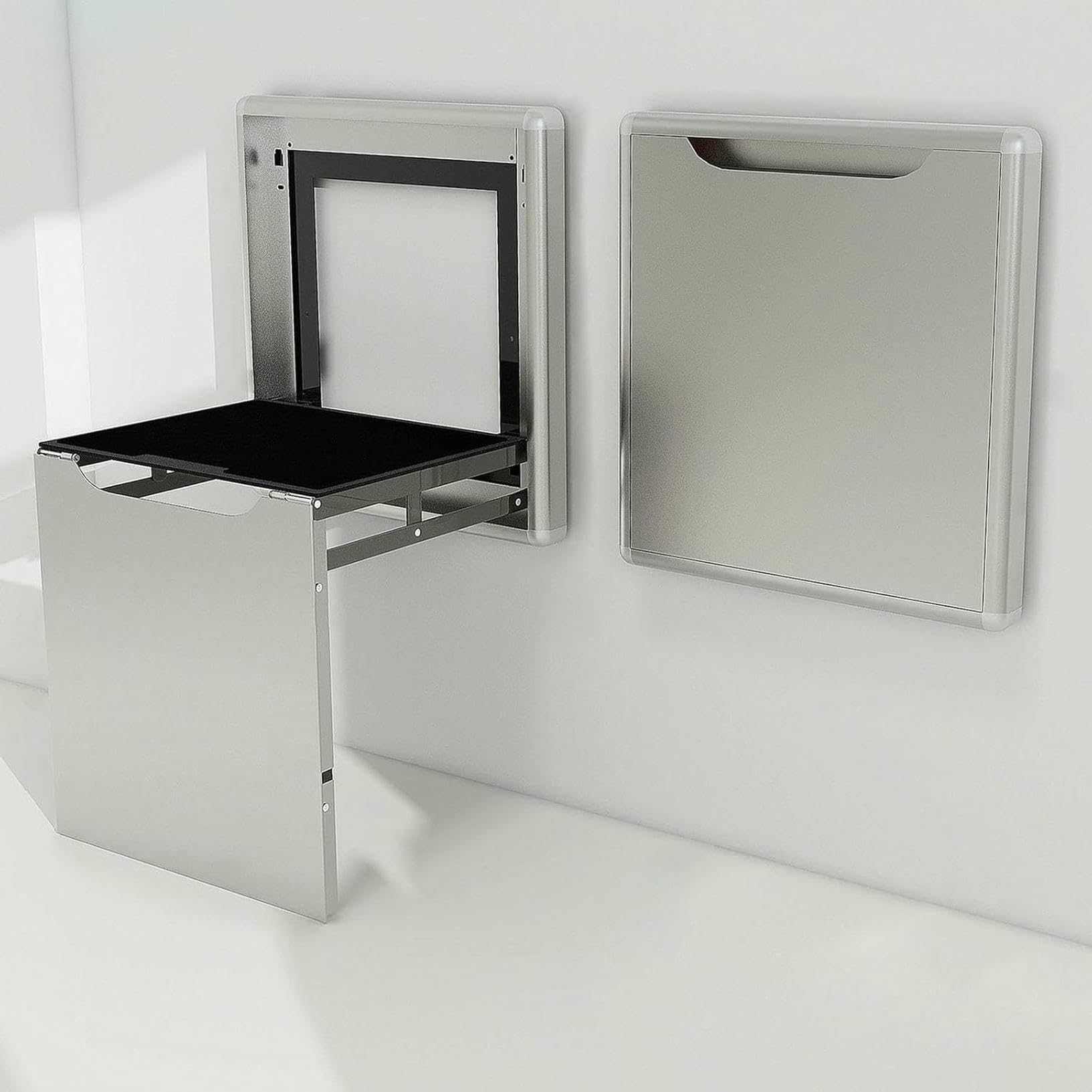 Sedia pieghevole invisibile da parete, resistente, capacità 250 kg, sgabello in metallo per cambio scarpe, design salvaspazio con/senza braccioli