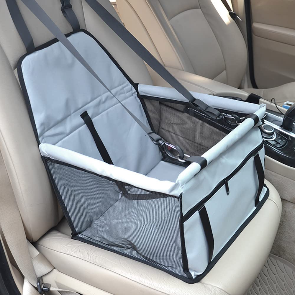 Housse de siège de voiture pour chien pliable et rembourrée couleur argent