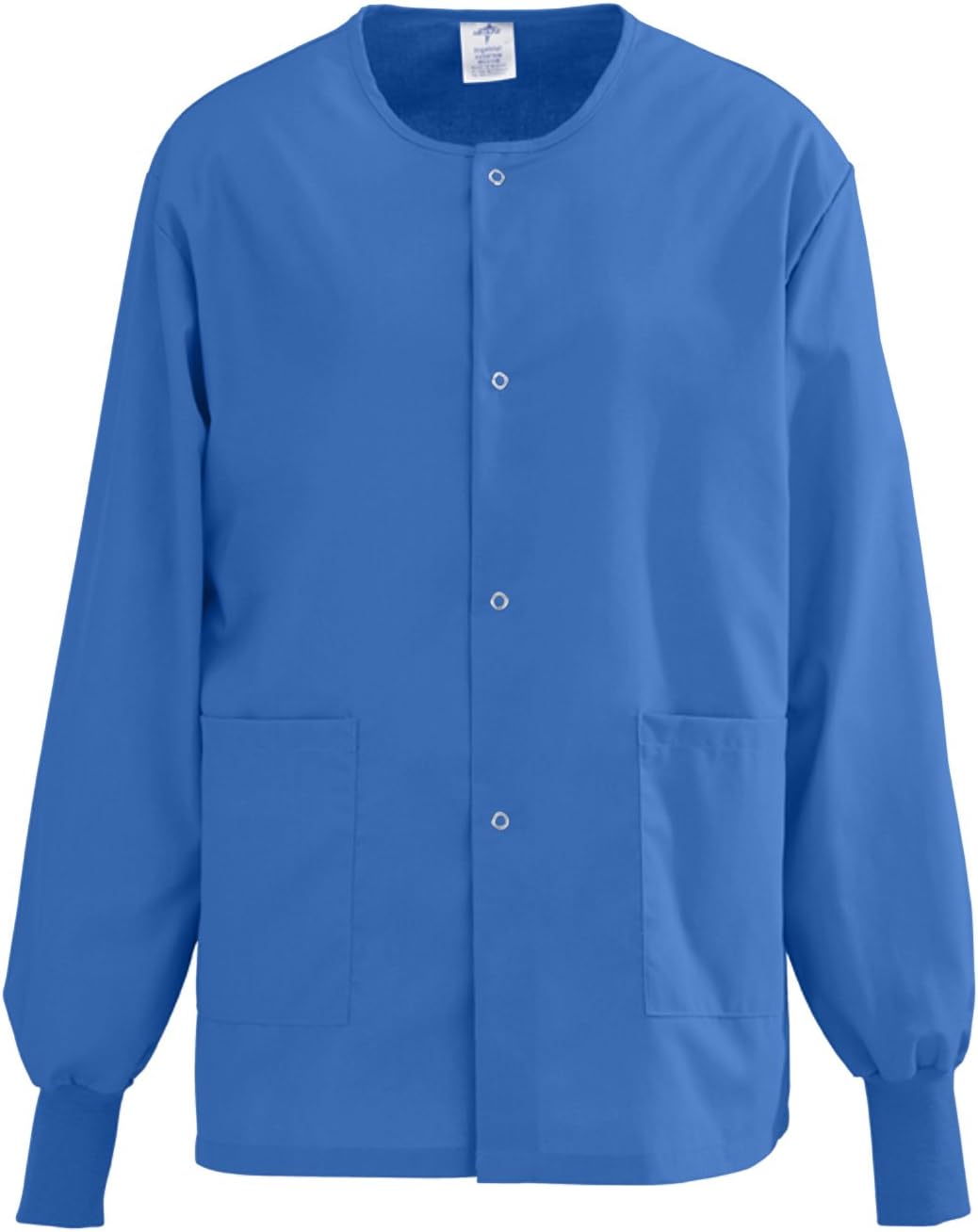 AngelStat Unisex Snap-Front Warm-Up Scrub Jacket, Sapphire, Size Small