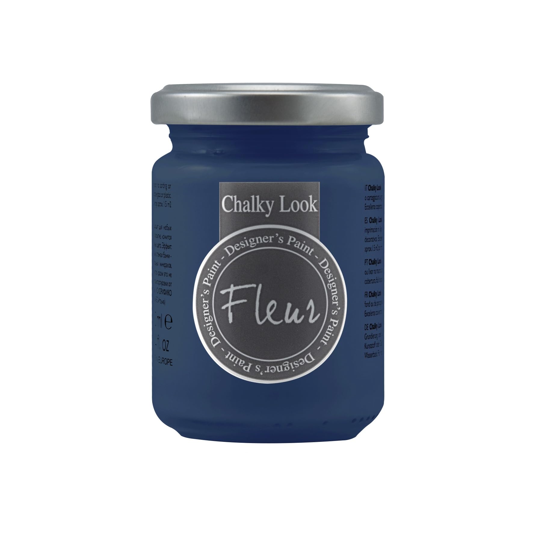 FLEUR DESIGNER'S PAINT | Pittura ad Acqua, Effetto Gesso Naturale, Extra Opaca, Fleur Chalky F66, Colore Trendsetter Blue, Made in Italy, Formato da 130 ml