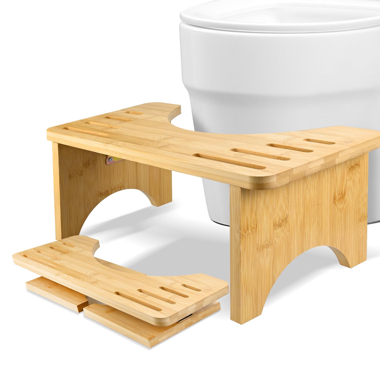LUOJINYI Tabouret de toilette en bambou - Pliable - Sain et portable - Ergonomique - Pour salle de bain - Pour lutter contre la constipation
