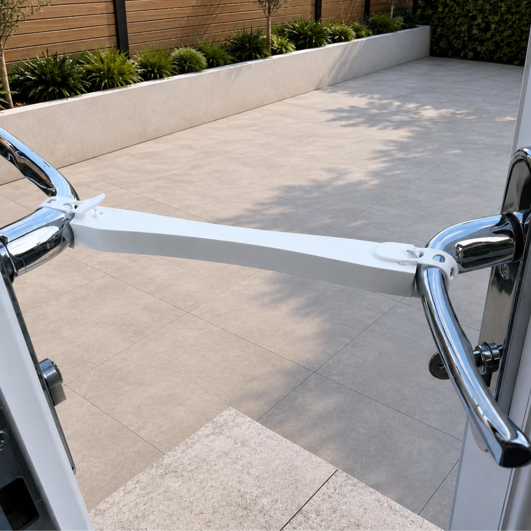 EASYREP French and Patio Door Holder - Adjustable Patio Door Holder, No-Drill Silicone Strap Restrictor for uPVC & Aluminium French Doors, Made in Britain - 16cm