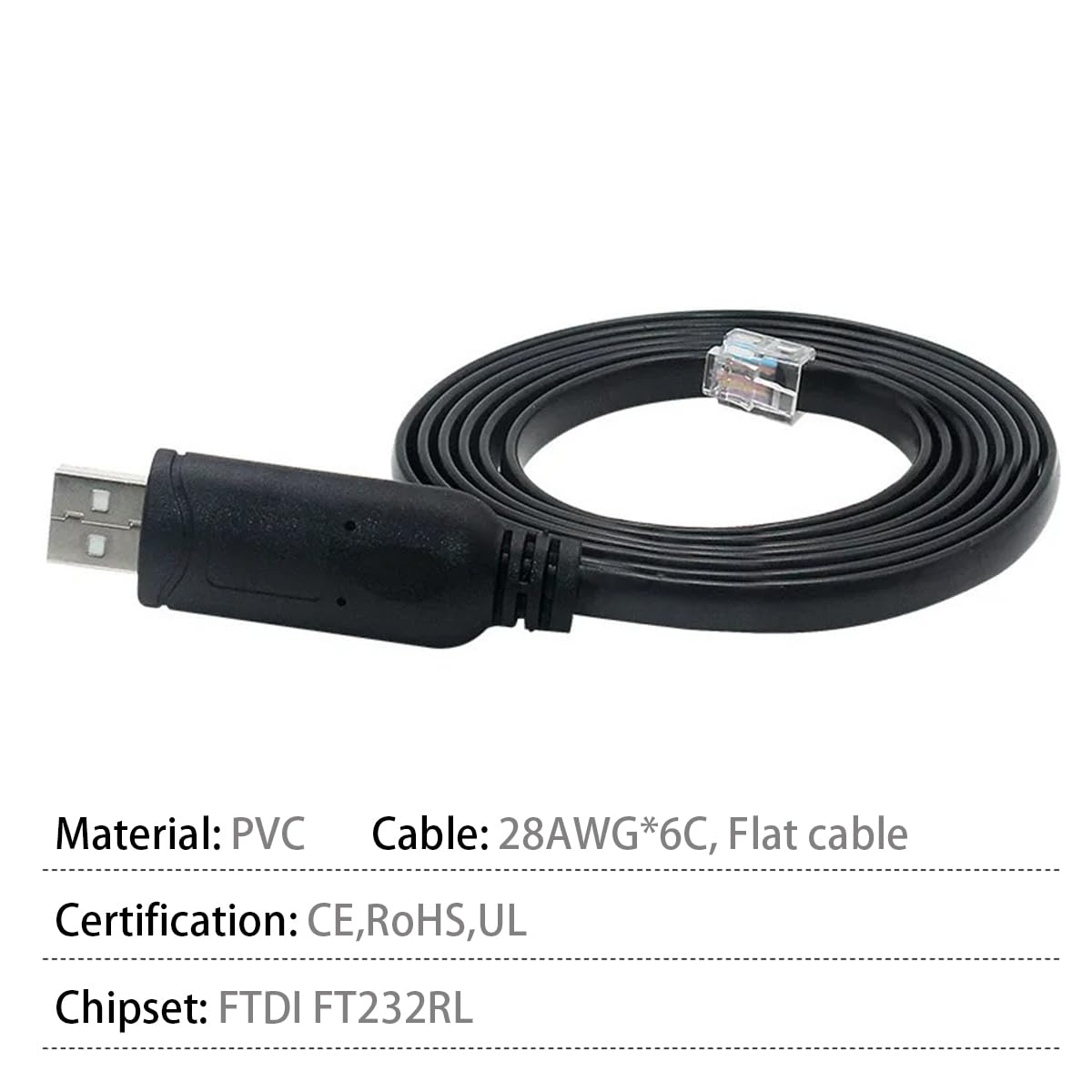 Cutesliving USB to RJ12 AZ-GTI Mount Cable - USB TTL to RJ12 6P6C for Mount Communication-FTDI FT232RL Chip for Skywatcher Telescope Control (1.8M/6FT)