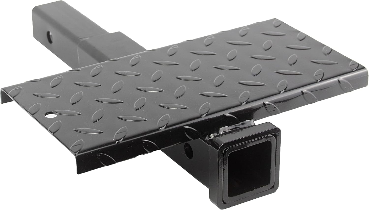 VCT 18" Hitch Receiver Extension with 14" x 7" Square Black Diamond Plate Step